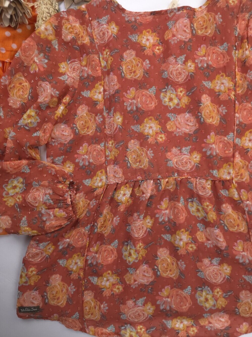 Matilda Jane Coral Floral V-Neck Blouse Sz L - Picture 11 of 11